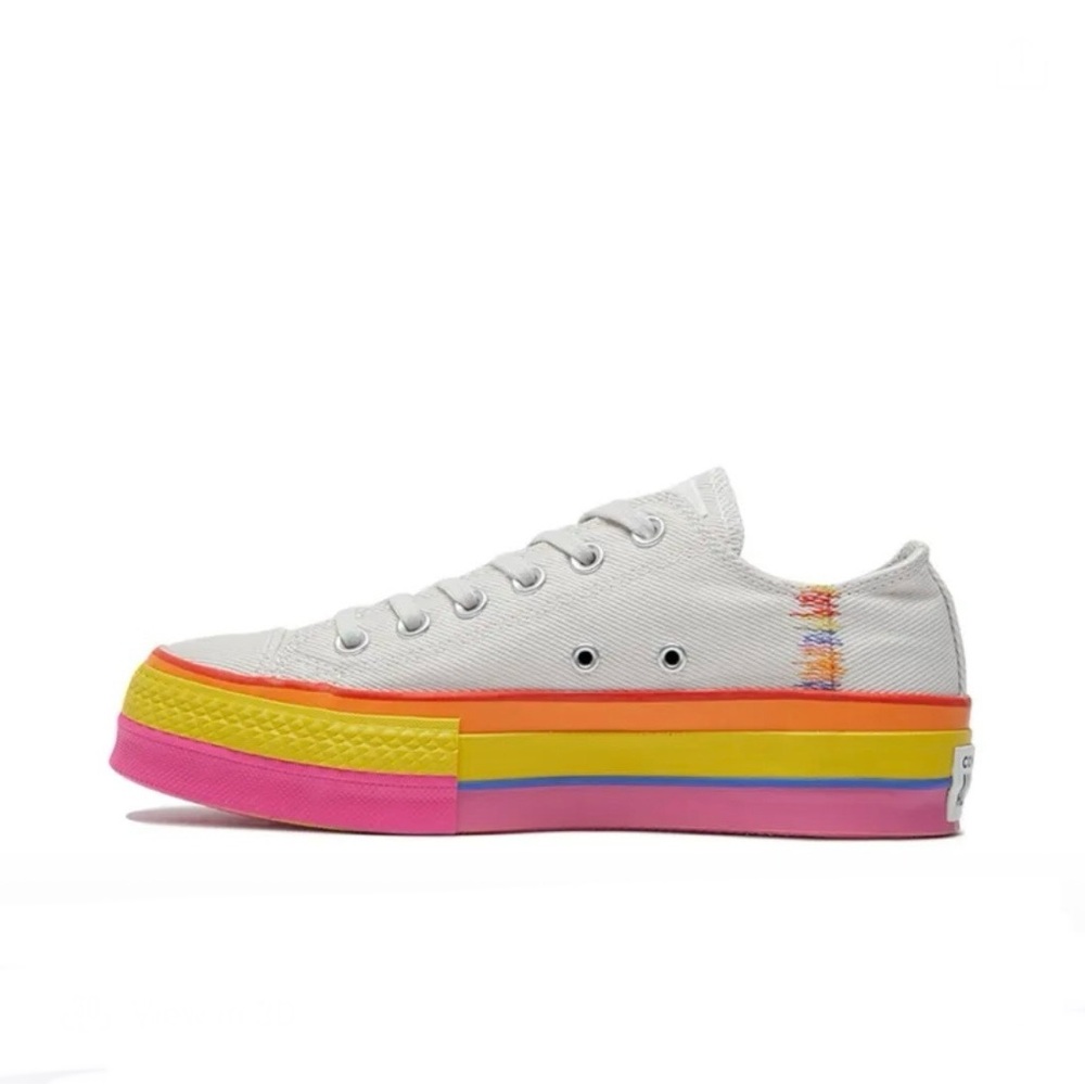 Converse Chuck Taylor All Star Lift Platform Sneakers Womens Sz US 6 Ox Rainbow